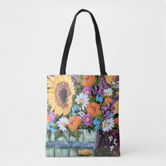 canvas tas "Wildflower Bucket Bouquet" (Voorkant)