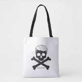 Canvas tas-wit met zwarte logo draagtas (Voorkant)
