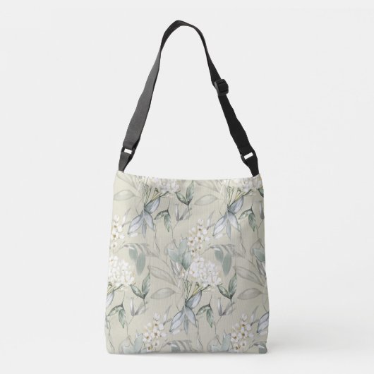 Canvas tas zacht groen en bloemen (Achterkant)