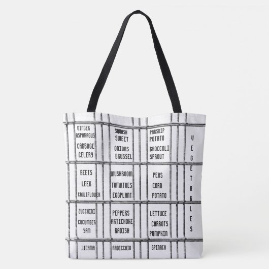Canvas tas zwarte en witte groenten (Achterkant)