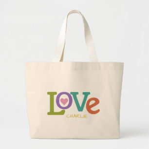 Canvas tassen met de aangepaste naam Colorful Love