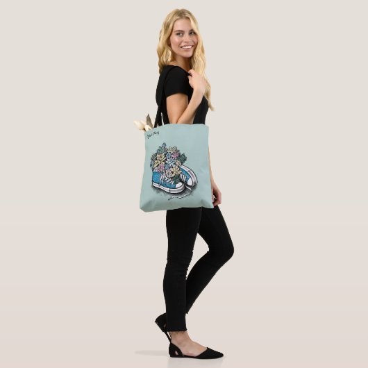 Canvas tassen met een schattig design. (Op model)