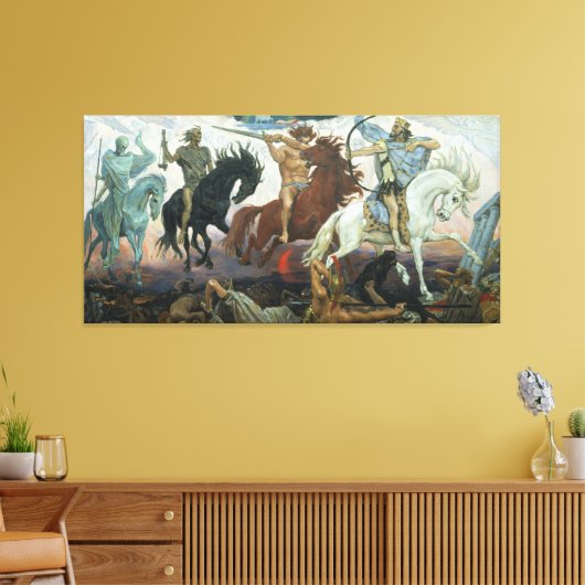 Canvas Vier ruiters van Apocalyps Viktor Vasnetso (Insitu (Woonkamer))