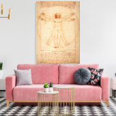Canvas Vitruvian Man van Leonardo da Vinci Afdruk (Insitu (Woonkamer))