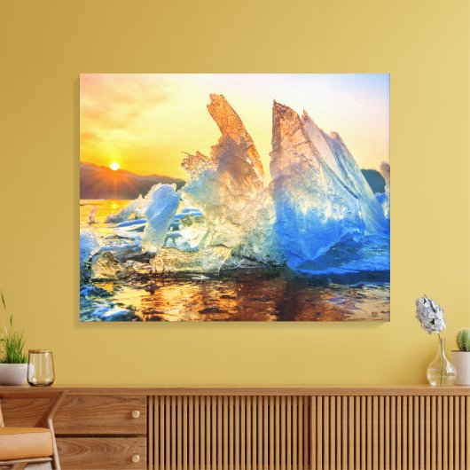 Canvas Wall Art-Sunrise Ice Chunks (Insitu (Woonkamer))