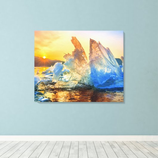 Canvas Wall Art-Sunrise Ice Chunks (Insitu (Houten vloer))