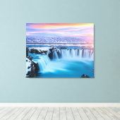 Canvas Wall Art-Waterfall-IJsland Afdruk (Insitu (Houten vloer))