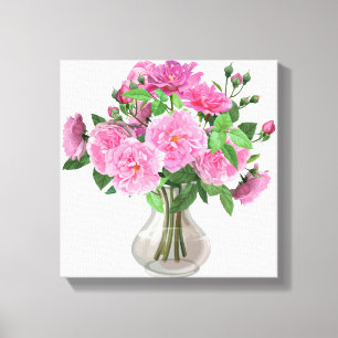Canvas Wall-roze rozen Afdruk