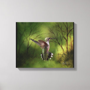 Canvas Wrap Hummingbird in Flight Afdruk