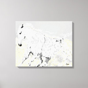 Canvas Wrap White Stallion in Motion Afdruk