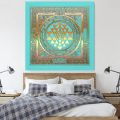 Canvas Yoga Manala Chakra Goud Symbool Turquoise Afdruk (Insitu (Slaapkamer))