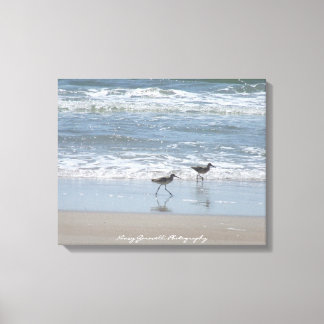 Canvas: Zandlopers op het strand - Topsail Island  Canvas Afdruk
