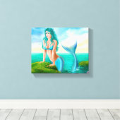 Canvas " Zeemeermin in zee " Afdruk (Insitu (Houten vloer))