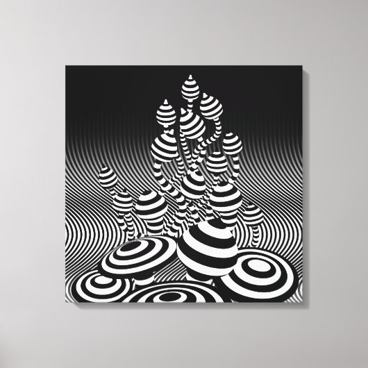 Canvas Zwart & Wit Magic Mushrooms 1m sq. (Voorkant)
