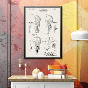 Canvasachtig   Octrooi op gloeilampen Poster