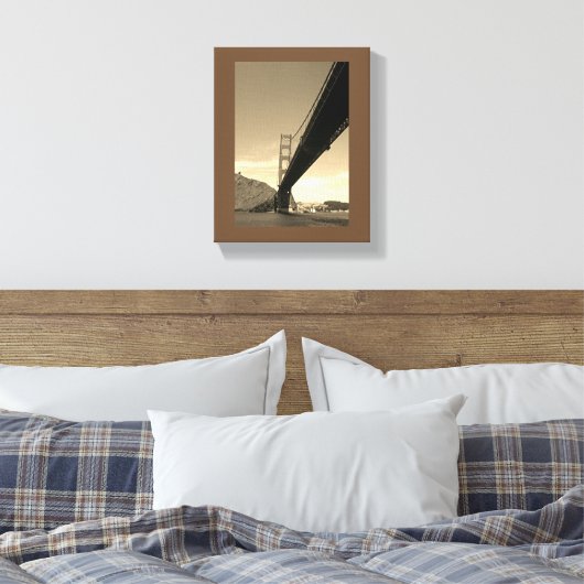 Canvasafdruk - Golden Gate Bridge (sepia) Canvas Afdruk (Insitu (Slaapkamer))