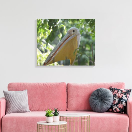 Canvasafdruk met grappig pelicaans canvas afdruk (Insitu (Woonkamer))