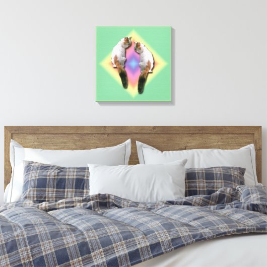 Canvasafdruk - Mirrored Calico Cat Canvas Afdruk (Insitu (Slaapkamer))