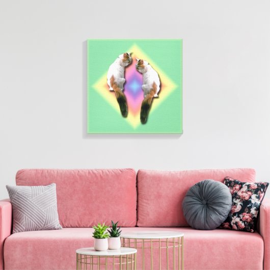 Canvasafdruk - Mirrored Calico Cat Canvas Afdruk (Insitu (Woonkamer))