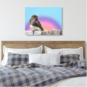 Canvasafdruk - Vogel op hek Canvas Afdruk (Insitu (Slaapkamer))