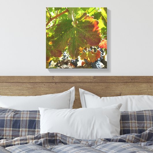Canvasafdruk - wijnstokken met druiven canvas afdruk (Insitu (Slaapkamer))