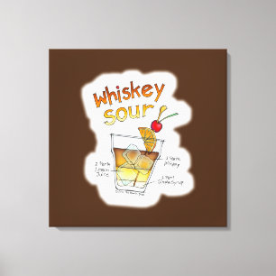 CANVASAFDRUKKEN - WHISKEY SOUR RECEPT COCKTAIL KUN CANVAS AFDRUK