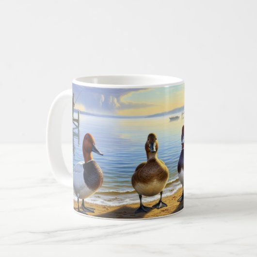 Canvasback Ducks Coffee Mok Wrap Design (Voorkant links)