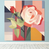 Canvaskunst, Geometrisch Roos Canvas Afdruk (Insitu (Houten vloer))