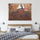 CanvasPeacock: Madhubani kunst meesterwerken Canvas Afdruk (Insitu (Slaapkamer))