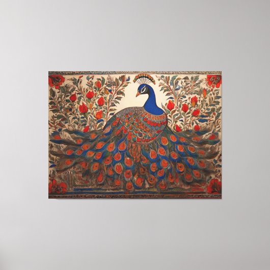 CanvasPeacock: Madhubani kunst meesterwerken Canvas Afdruk (Voorkant)
