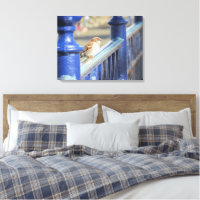 Canvasprint - Mus op hek