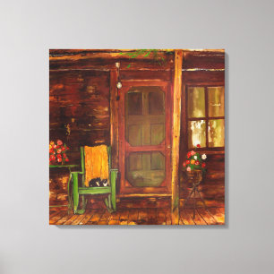 Canvasprint van olieverfschilderij van veranda van canvas afdruk