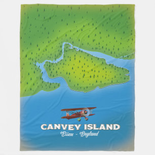 Canvey island, Essex Endland kaart Fleece Deken