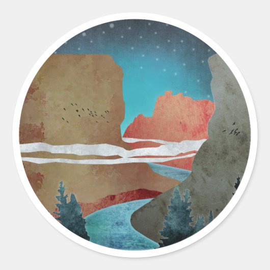 Canyon Birds Ronde Sticker (Voorkant)