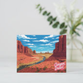Canyon Desert River Valley Art Print Briefkaart (Staand voorkant)