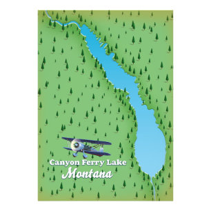 Canyon Ferry Lake Montana kaart Foto Afdruk
