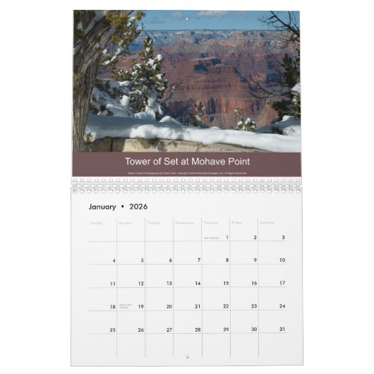 Canyon grand de 2014 calendriers (Jan 2026)
