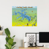 Canyon Lake Texas Cartoon Map Poster (Thuiskantoor)