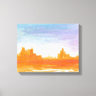 Canyon Landscape Oranje blauw Abstract schilderkun Canvas Afdruk