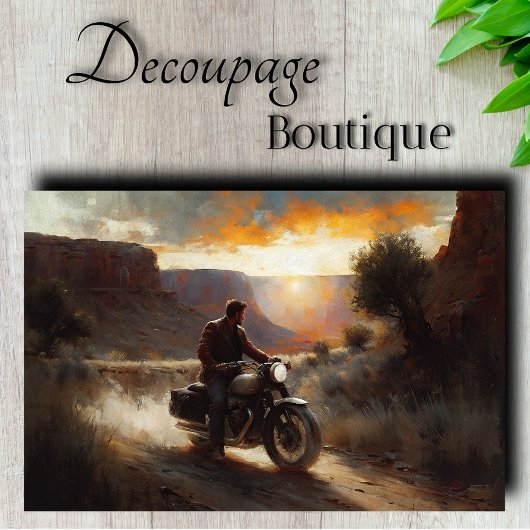 Canyon Motorcycle Journey Decoupage Tissuepapier