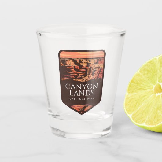 Canyonlands Nationaal Park Sunset Embleem Shot Glas (Voorkant)