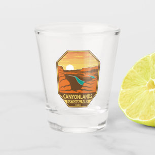 Canyonlands Nationaal Park Sunset Retro Emblem Shot Glas