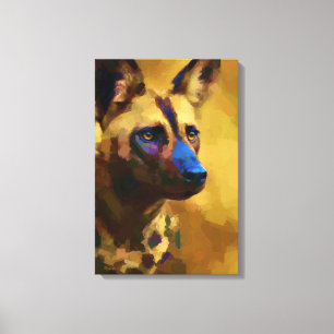 Cão Selvagem Africano Arte Canvas Afdruk