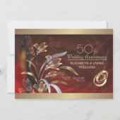 Caoba Gold Floral 50th Wedding Jubileum Kaart (Voorkant)