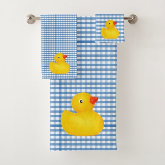 Caoutchouc Canard Bleu En vichy Serviette de bain (En situation)