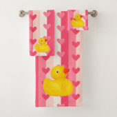 Caoutchouc Canard rose Coeurs Salle de bain Ensemb (En situation)