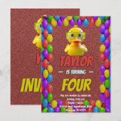 Caoutchouc Cute Invitation Personnalisé Anniversai (Devant / Derrière)