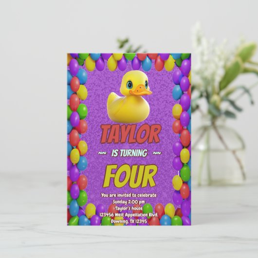 Caoutchouc Cute Invitation Personnalisé Anniversai (Debout devant)