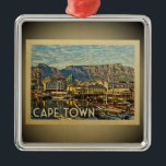 Cap Afrique du Sud Vintage voyage Ornement<br><div class="desc">Un ornement de style vintage cool du Cap,  avec une belle scène portuaire avec des bateaux et des montagnes.</div>