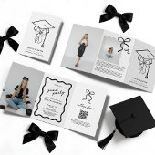 Cap and Bow Graduation Tri-Fold Invitation Drieluik Programma